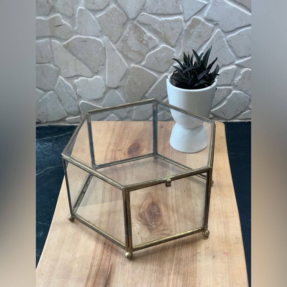 VINTAGE | Brass And Glass Trinket Box
